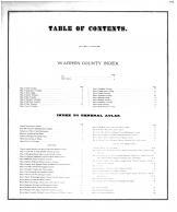 Table of Contents, Warren County 1872